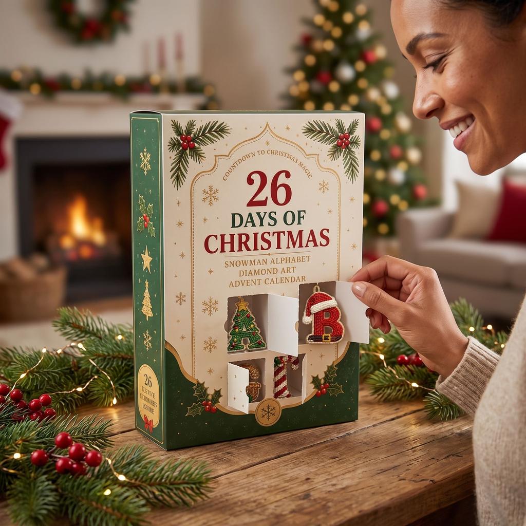 Christmas Advent Calendar with 26 Santa Hanging Ornaments for Holiday Countdown Decor