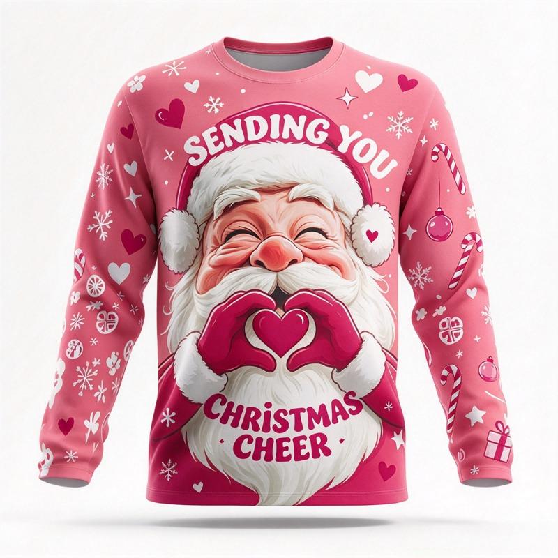Autumn Winter Christmas Long Sleeved T-shirt Snowman Print Cotton Comfort Tees Funny Xmas Festival Party Top Casual Gift for Men
