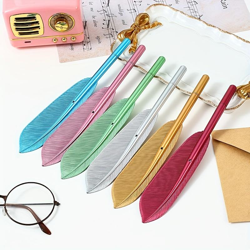 6pcs 0.5 Mm Black, Creative Color Retro Feather Neutral Pen