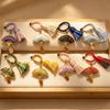 Handmade Double-Sided Brocade Fan Keychain Pendant and Bag Charm