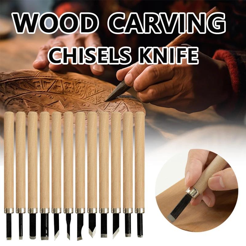 Professional Wood Carving Chisel Knife Hand Tool Set Basic Wood Cut DIY Chisel with Wood Handles - Ergonomic Wood Carving Tools