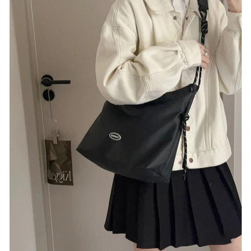 Large Capacity Oxford Cloth Student Bag Women's Strap Solid Color Simple Shoulder Casual Fashion Versatile Commuter Tote Bag