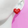 Red Peach Heart Retro Korean Ear Studs - Skin-Brightening, 3D Baked Paint, Elegant and Versatile Women's Accessory