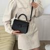 Elegant Pu Leather Small Square Bag Lock Clasp Trendy Handheld Tote For Women 2023