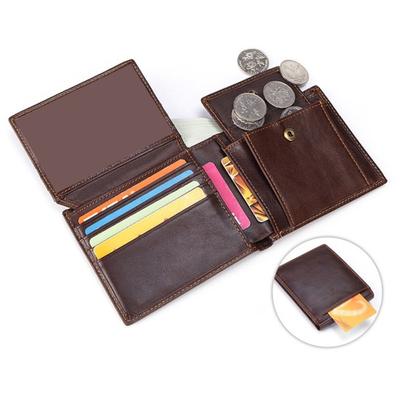 Carteira Masculina com Bloqueio RFID Carteira Dobrável Vintage em Couro Sintético com Janela para Documento Bolso para Moedas Portátil Dobrável Porta-Cartão de Crédito Antifurto