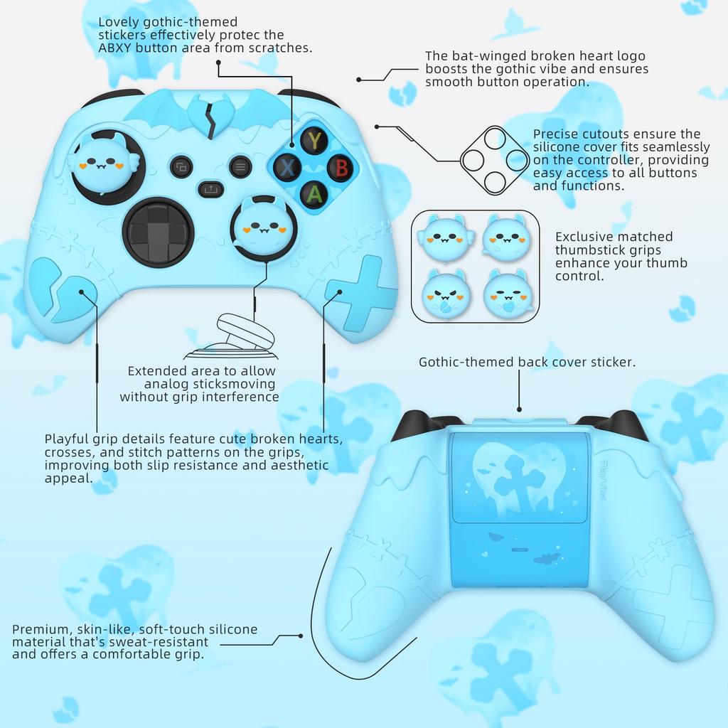 PlayVital Gothic Imp Series Cute Silicone Cover for Xbox Series X S Grip Silicone Silicone Protective Cover for Xbox Core Protective Includes Thumb