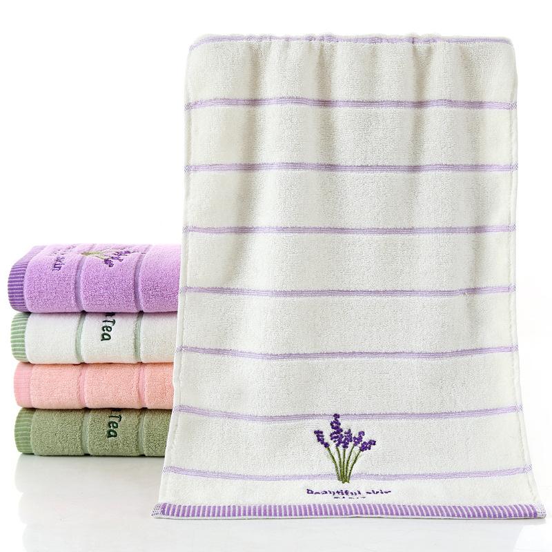 Soft Striped Green Tea Terry Towels for Adults Face Hand Towels Bathroom Camping Yoga Towel