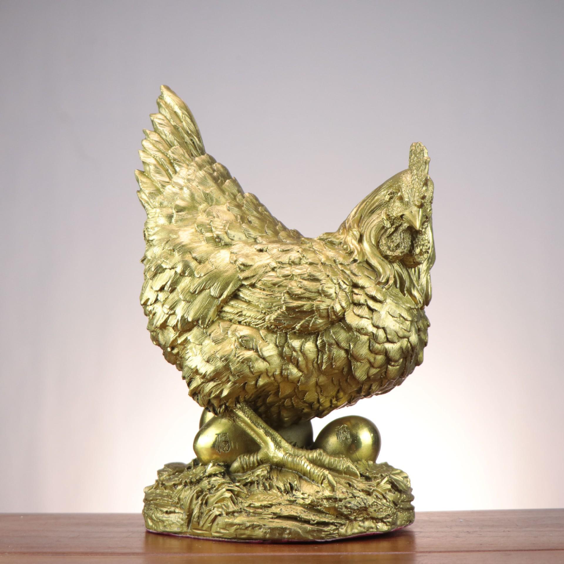 Copper Rooster and Hen Zodiac Ornament for Home or Living Room Decor
