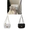 Womens Trendy Square Chain Shoulder Bag With Embroidered Lines For Daily Use