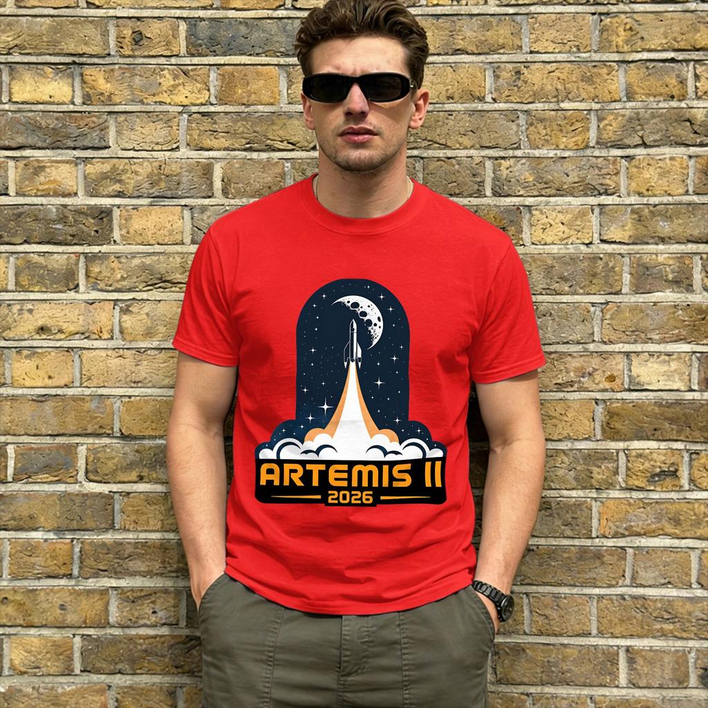 Artemis Ii Moon Mission T Shirt Beach 100 Cotton Tshirts For Man Popular Print Tee Shirt Shortsleeved Y2k Basic Tees