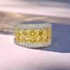 Huitan New Trendy Bright Yellow Cubic Zirconia Rings Women for Wedding CopperPlated Anniversary Party Luxury Female Jewelry