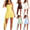 Women's Strapless Ruffle Asymmetric Dress for Casual Daily Wear