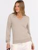 2026 European & American Autumn V-neck Loose Long Sleeve Solid Knit Women's Sweater - Commuting & Versatile