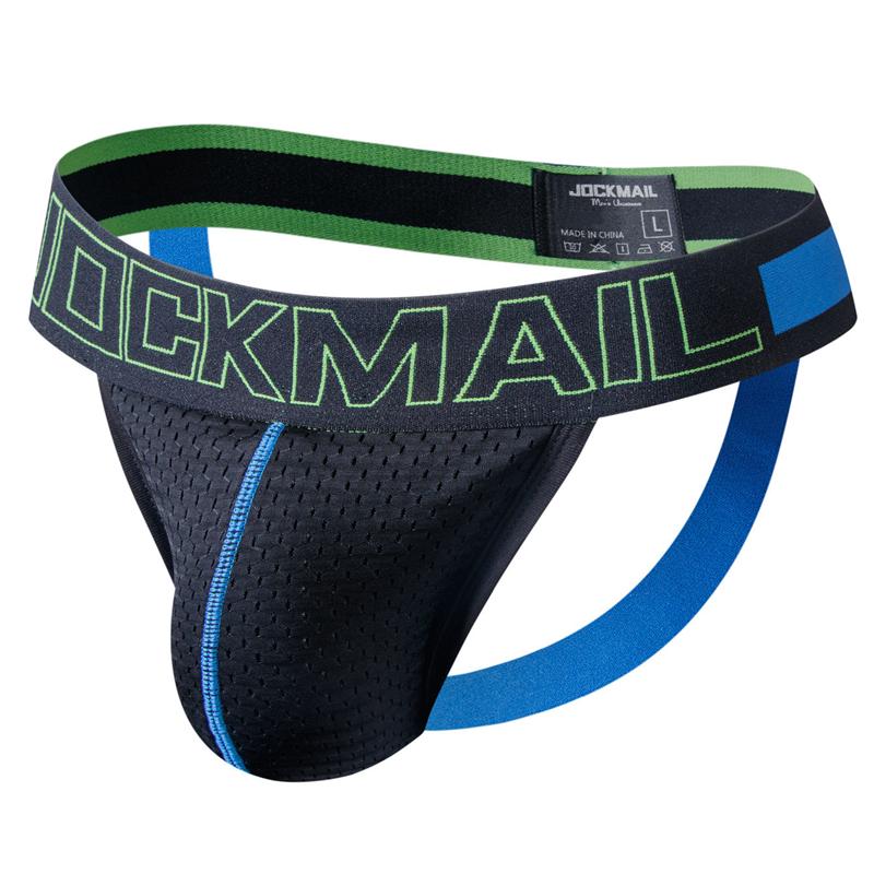 Jockstraps JOCKMAIL Fashion Low Waist Men's Thong Underwear Mesh Breathable Sexy Jockstraps Halo Sports Daily Casual Man G-string Underpnats