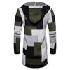 New Men's Sweater Casual Color-block Midi Thickened Hooded Knitted Cardigan Jacket