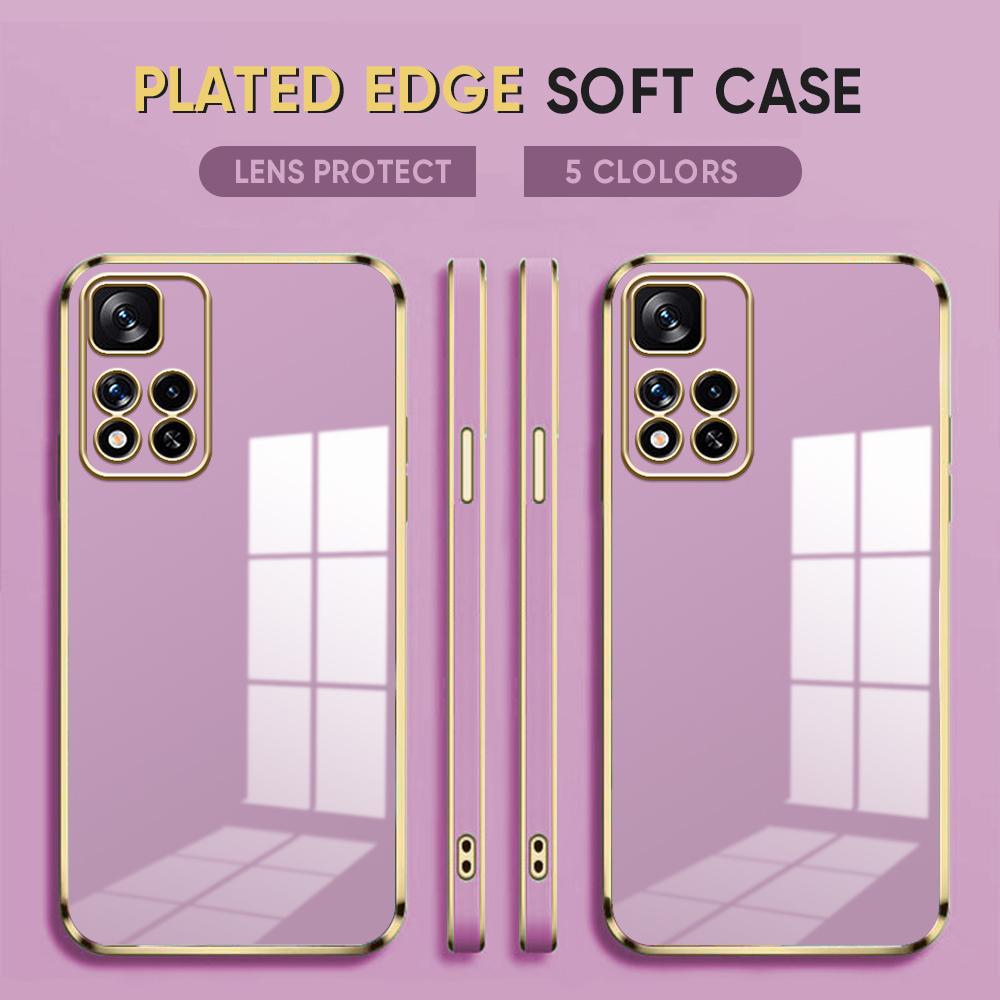 Weiche, plattierte Telefonhülle mit quadratischem Kantenmuster, luxuriöse, plattierte TPU-Telefonhülle für Xiaomi Redmi