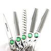 6.0-Inch Serrated Green Gem Hairdressing Scissors - Straight Shears with Antler Fishbone Design