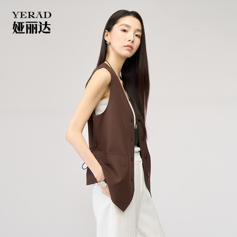 Commuting temperament, collarless suit, vest for women this year, simple temperament, casual waist cinched vest