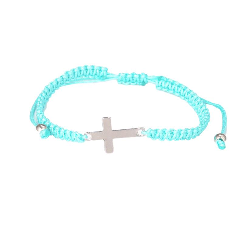 Handmade Woven Titanium and Steel Cross-shaped Bracelet Jewelry for Couples, Bracelet Cord