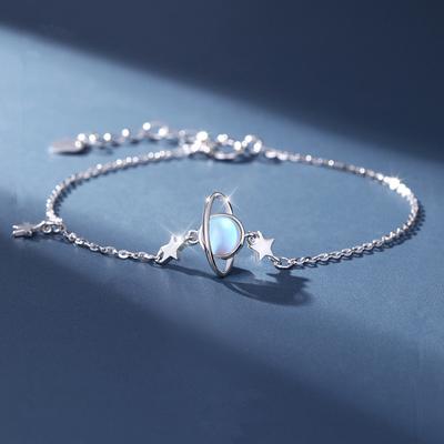 925 Sterlingsølv Månestein Planet Dusk Star Charm Armbånd & armbånd for kvinner Fest bryllup smykker
