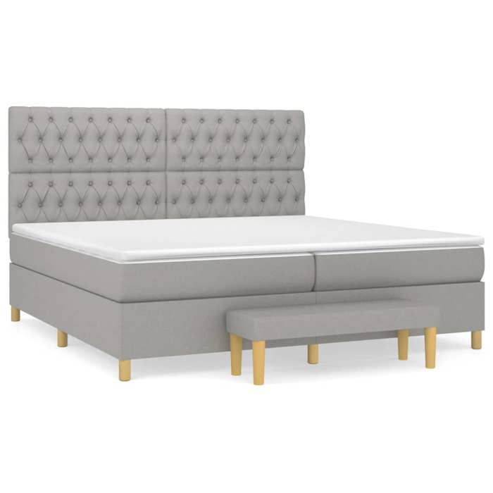 Maison Exclusive - Sommier à lattes de lit avec matelas Gris clair 200x200cm Tissu