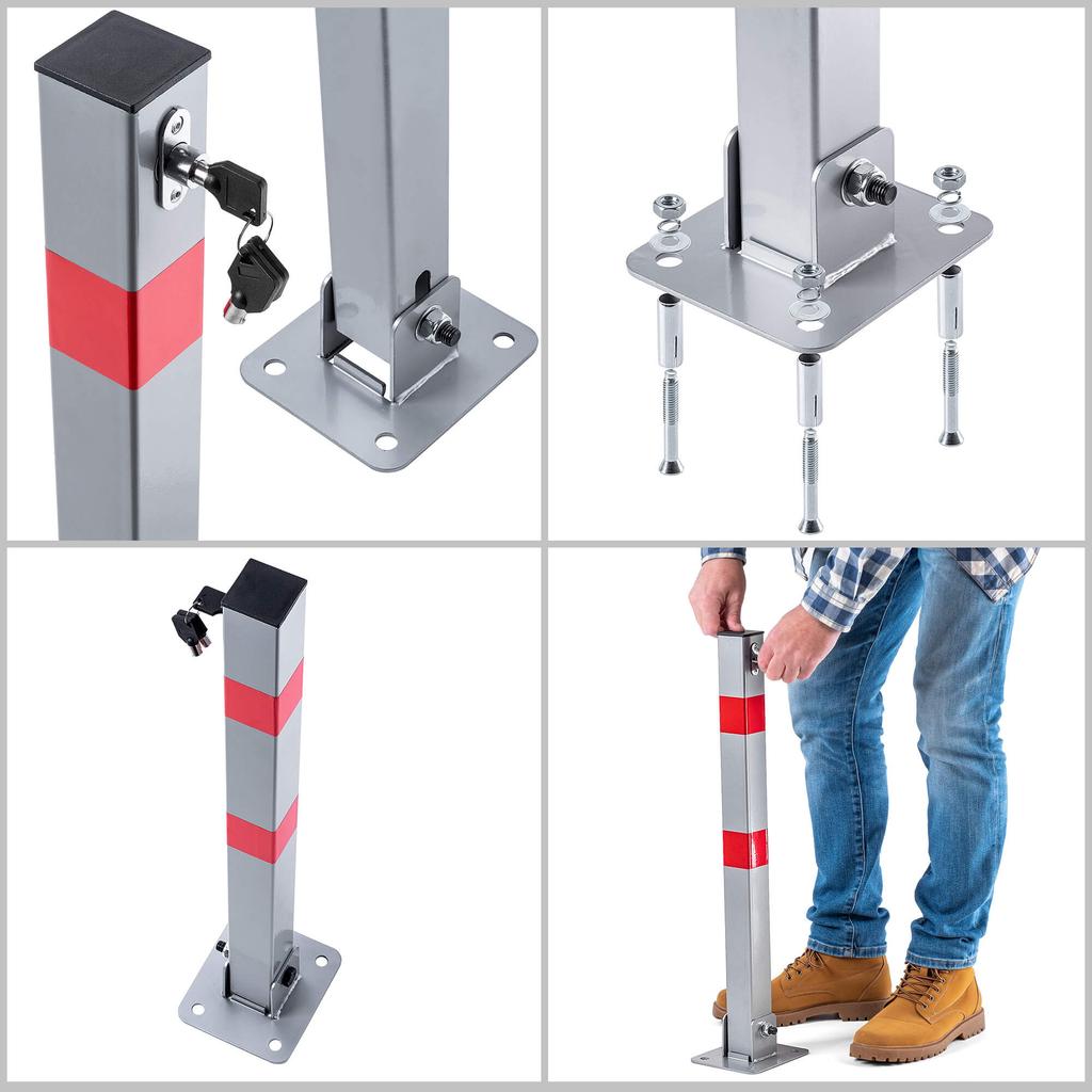 KADAX, folding parking post, 65.5 cm, grey-red