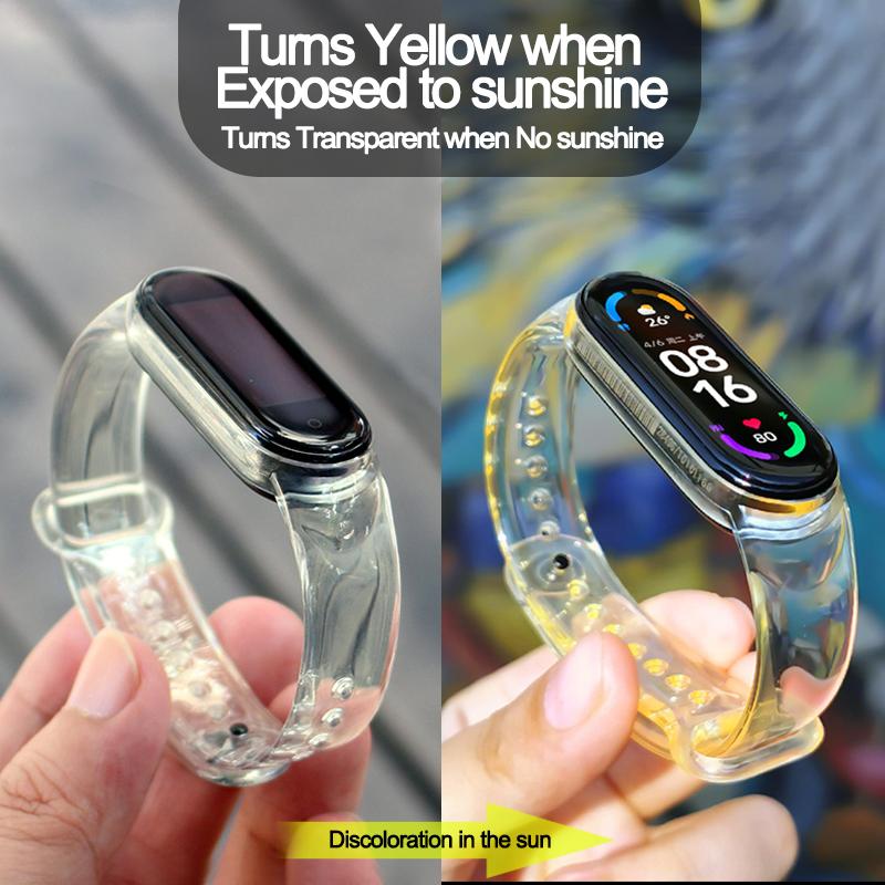 

Для Xiaomi Mi Band 3 4 5 6 смена цвета наушники чехол силиконовый браслет замена умный ремешок браслет For Mi band 4 жёлтый