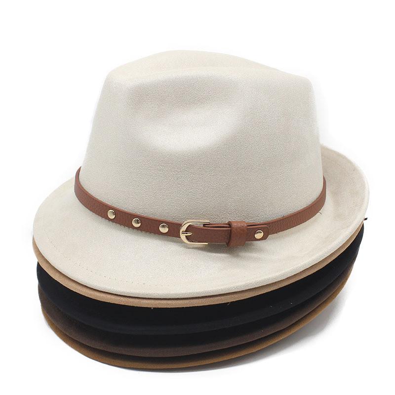 Vintage Suede Felt Hat With Knot And Embroidery For Men Women