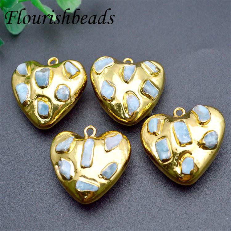 Natural Gemstone Stones Big Size Heart Charm Pendant for DIY Woman Jewelry Necklace Making
