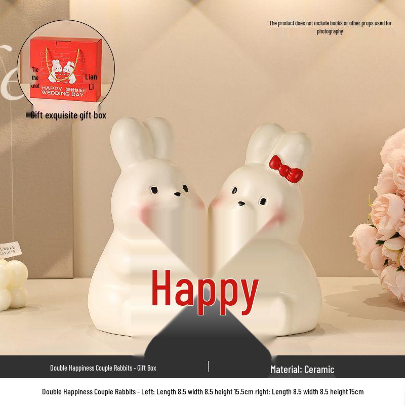 

Creative Double Happiness Rabbit Ornament - Newlywed Gift for Home Decoration, Wedding, or Valentine s Day