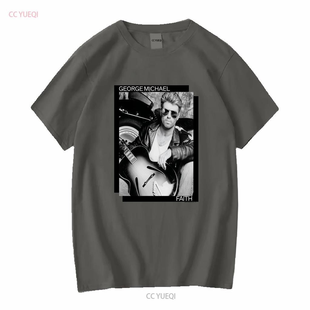 George Michael Faith T Shirt Cotton All Sizes EL066 Vintage Washed Streetwear Homme Designer Clothes Stylish Casual Stretched