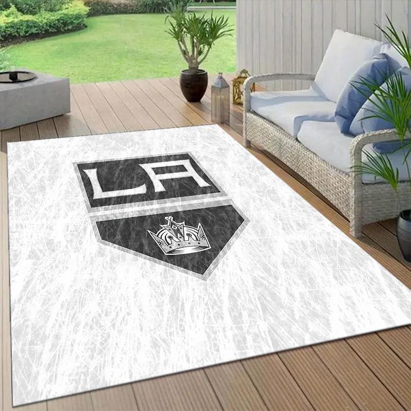 Los Angeles Kings Flannel Pattern Square Carpet,Area Rug,Carpet Rug for Living Room Bedroom Sofa Playroom Decor,Non-slip Floor Mat