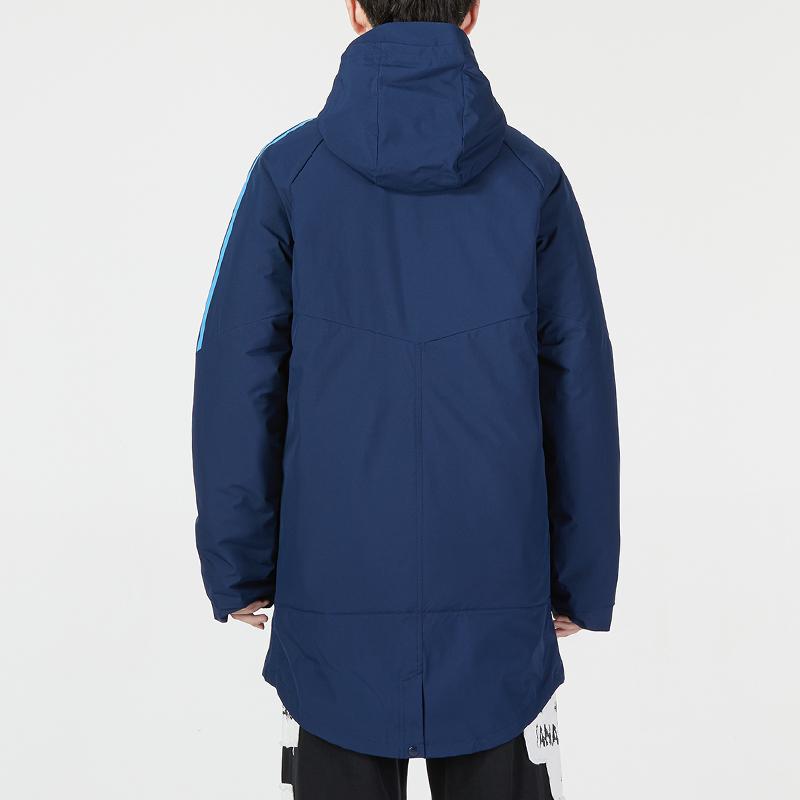 Adidas Afa Stad Par Jaqueta Casual Listrada com Capuz Quente de Algodão Masculina Jaqueta Azul HF3912