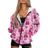 Vintage Ethnic 3D Printed Zip Up Hoodie Loose Fit Horse Geometric Graphic Sweatshirt Women