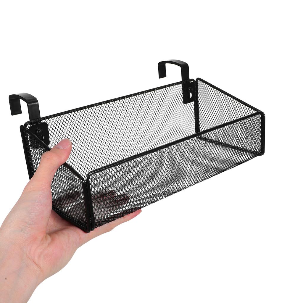 Bedside Hanging Storage Basket Black Metal Organizer Rack for Dorm Bunk Bed Desk Phone Book Holder Space Saving Multi Purpose