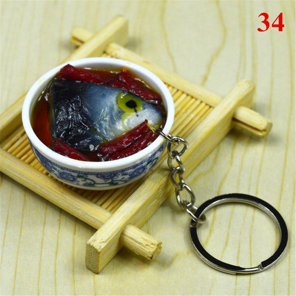 Buckle Mini Bowl Food Keychain Key Ring Simulation Chinese Food