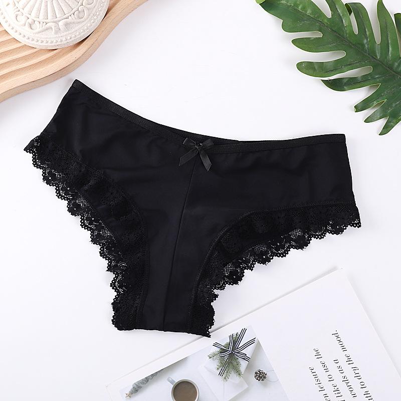 2pcs/lot Crossed Triangle Panties for Women's Sexy Lace Edge Pantie Mid Waist Bow Women Underwear