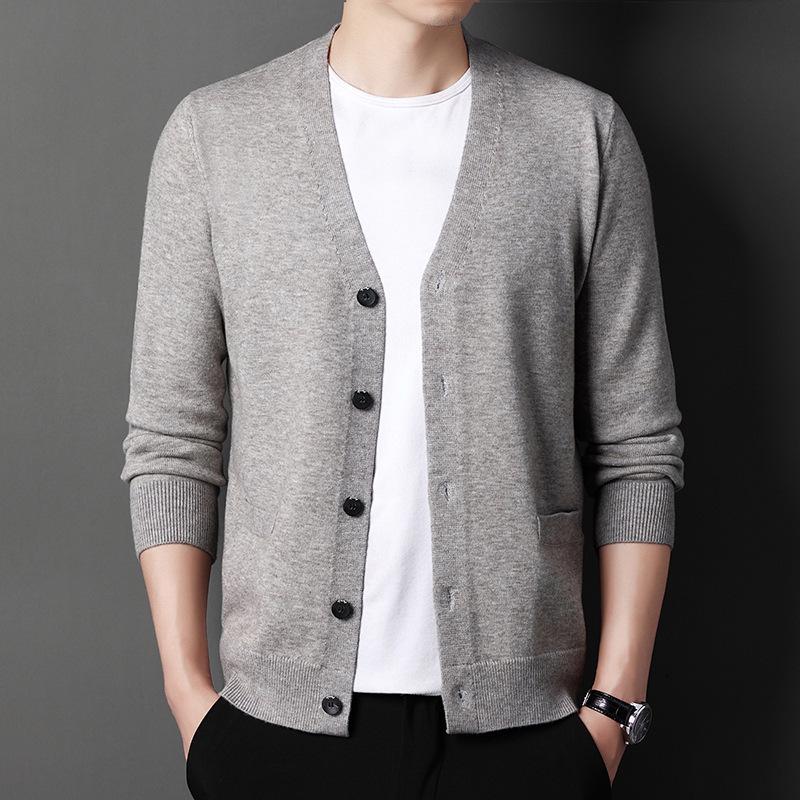 

Men s Wool Slim Fit Knit V-Neck Cardigan - Light Luxury Autumn/Winter Sweater XXXXL бежевий/верблюд