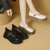 Mary Jane shoes women's autumn new shallow mouth one-word buckle belt thick sole medium heel small leather shoes women