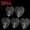 Heart Shape Transparent Hooks Non Punching Plastic Love Hangers Holder Self Adhesive Key Towel Multi-Purpose Hooks Storage Rack