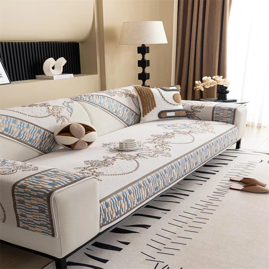 Шенилл Жаккард Подушка для дивана Четыре сезона Универсальная 2025 Новая подушка Противоскользящий чехол Чехол Ткань Полотенце 70x70cm 5728₽