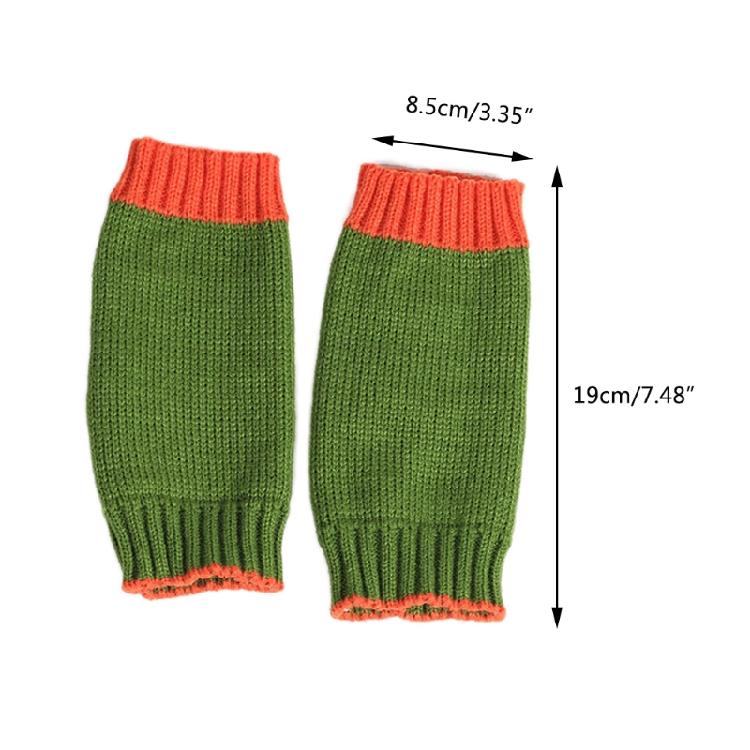 Soft Kid Winter Glove Half-finger Knit Color Matching Mitten for Winter Supplies
