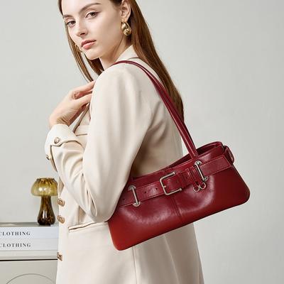 Baguette Bag Guangzhou Light Luxury Leather Underarm Bag Genuine Leather Portable Girls Commuting Premium Shoulder Bag