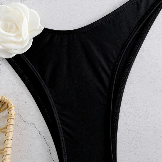 2Pcs/Set Women Sexy Bra High Tube 3D Flower Sling Bikini Set Top Bandeau Waist Briefs