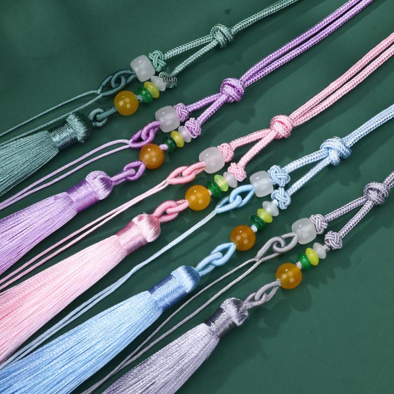 Exquisite Pearl and Jade Tassel Ornament with Pull Ring