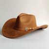Cappello da Cowboy Kaki 60cm Cintura in Pelle e Colore del Cappello Cappello da Cowboy Nuovo Materiale Scamosciato Forma Goccia d'Acqua Cappello da Cavaliere per Uomo e Donna