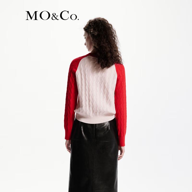 MO&Co. Women's Merino Wool Cashmere Blend Cable Knit Sweater