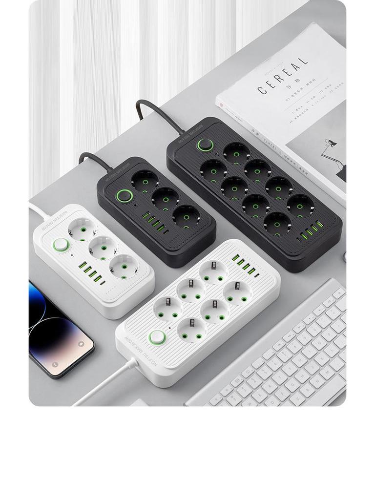 EU Standard USB Power Strip with German Socket and Switch