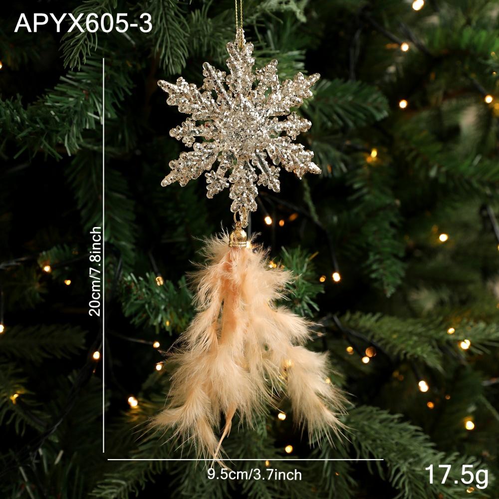 Christmas Tree Pendants White Feather Snowflake Angel Bell Hanging Ornament New Year Party Window Wall Christmas Decoration
