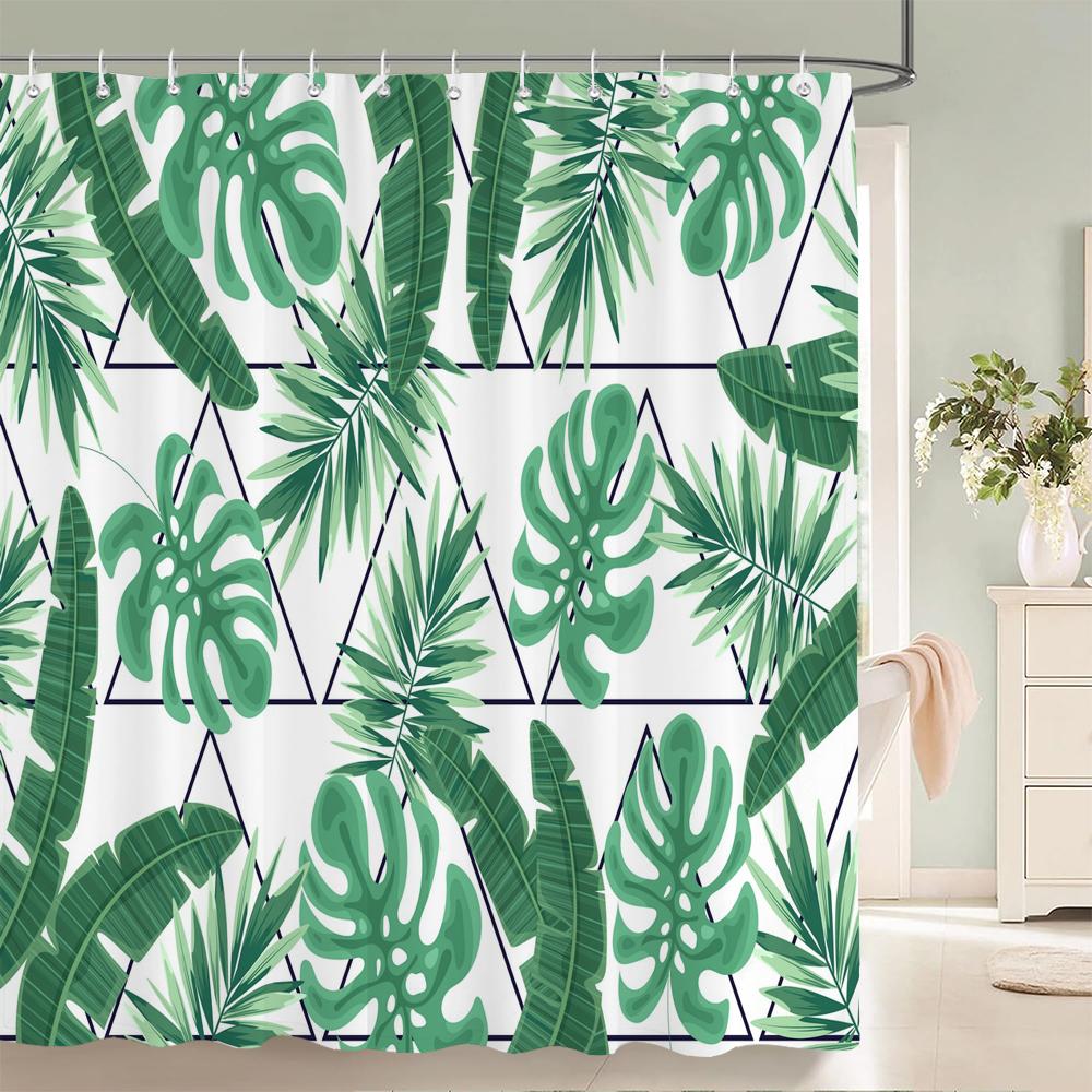 Modern style Shower Curtain 3D Tropical Plant leaves Printed Fabric Bathroom Curtains Home Bathtub Decor Curtain with Hooks